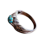 Mens Silver Ring - Natural Turquoise Stone (Size: X 1/2)