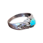 Mens Silver Ring - Natural Turquoise Stone (Size: X 1/2)