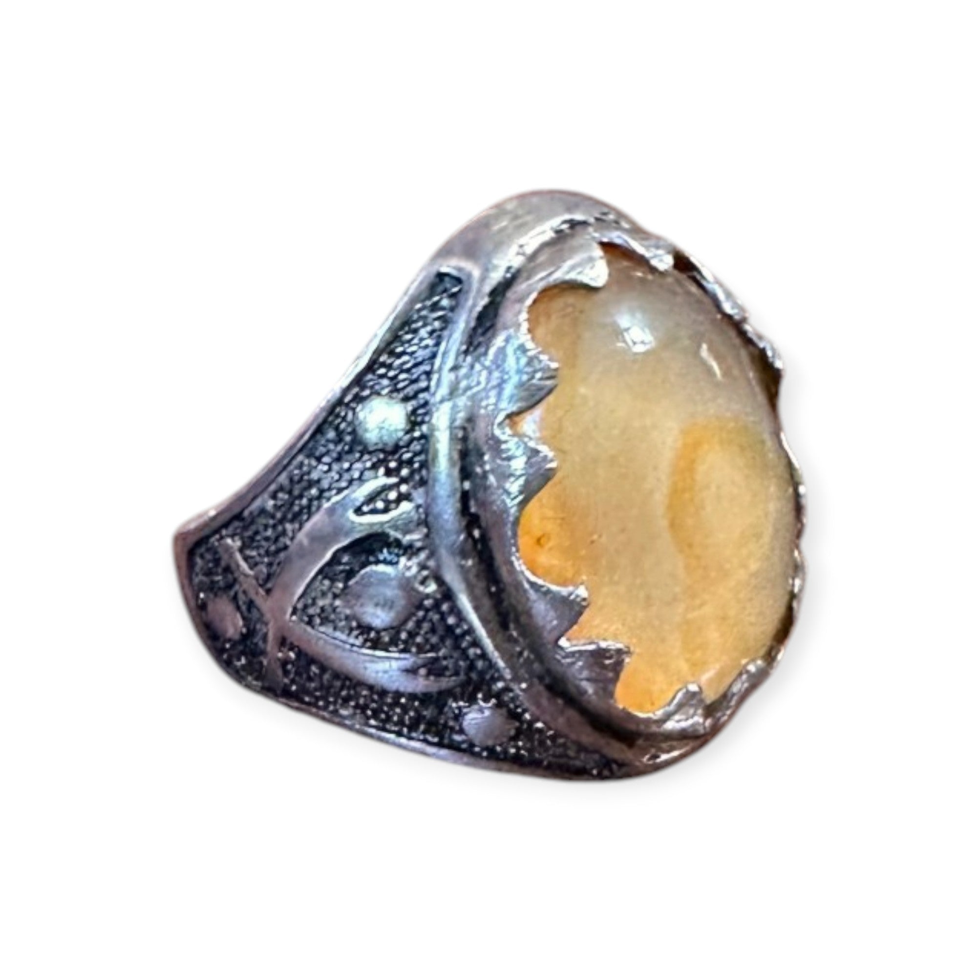 Mens Silver Ring - Honey Agate (Size Z)