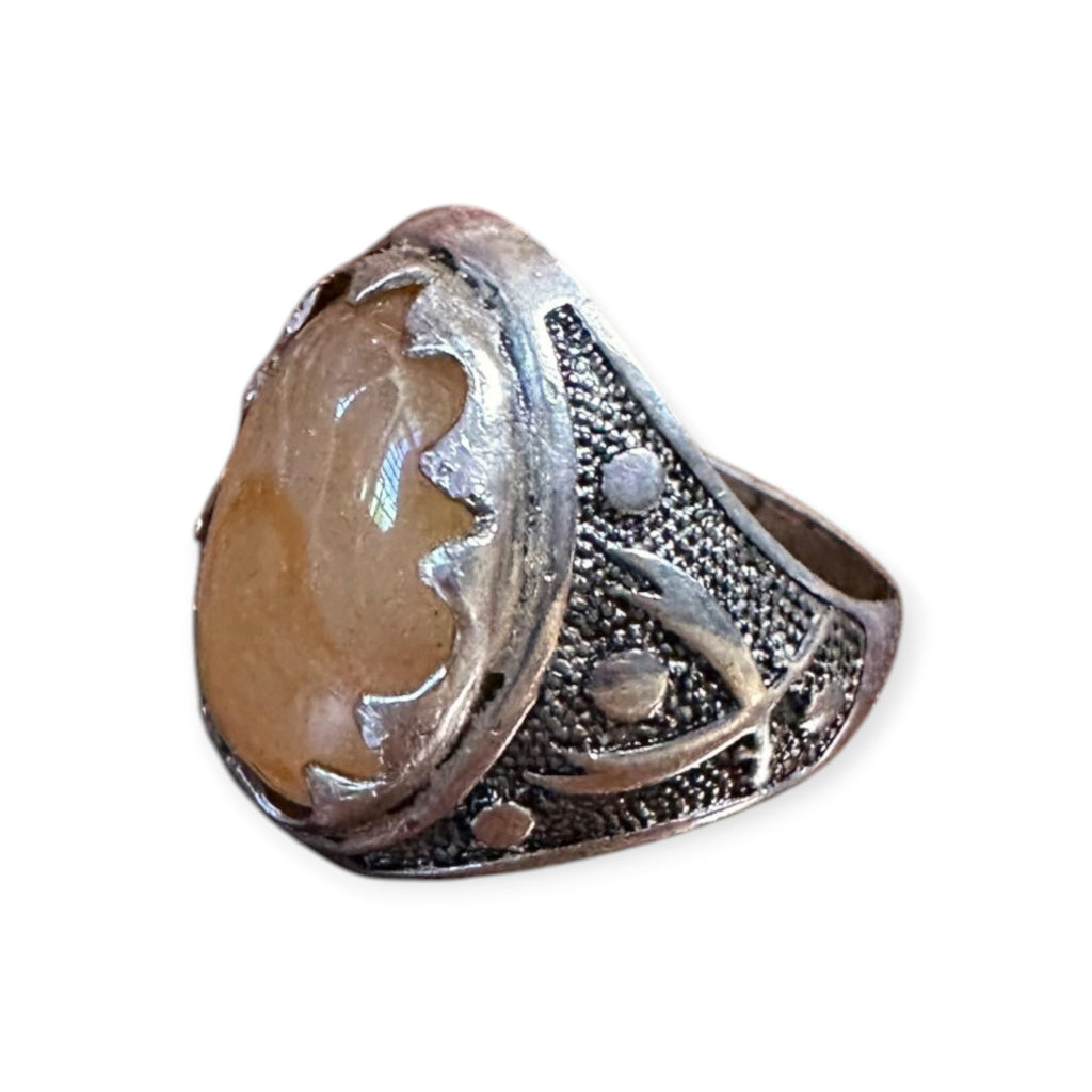 Mens Silver Ring - Honey Agate (Size Z)