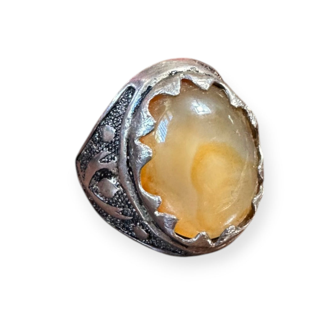 Mens Silver Ring - Honey Agate (Size Z)