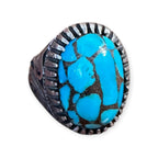 Mens Silver Ring - Natural Turquoise Stone (Size: W 1/2)