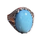 Mens Silver Ring - Blue Agate (Size Y 1/2)