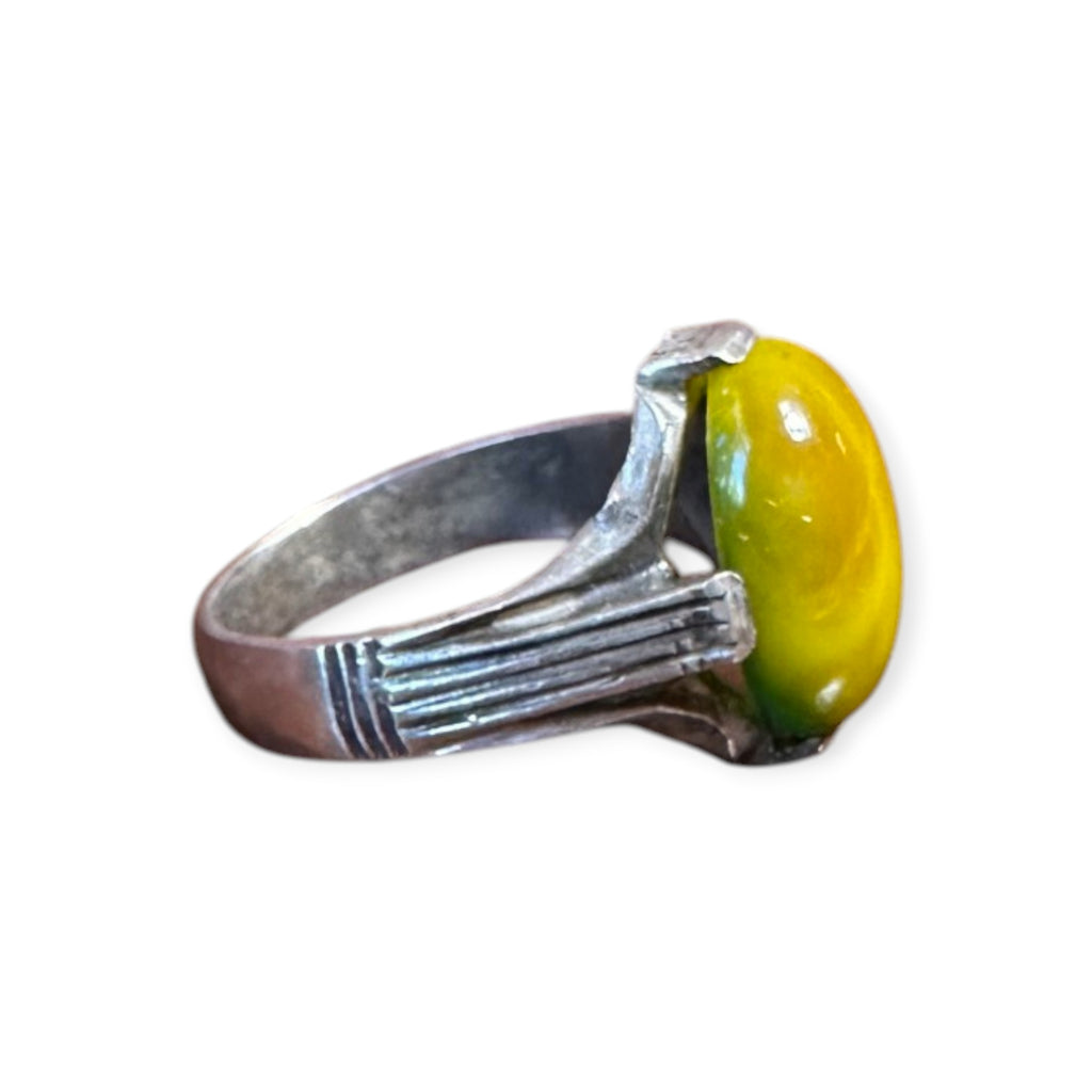 Mens Silver Ring - Cat's Eye Apatite (Size X)