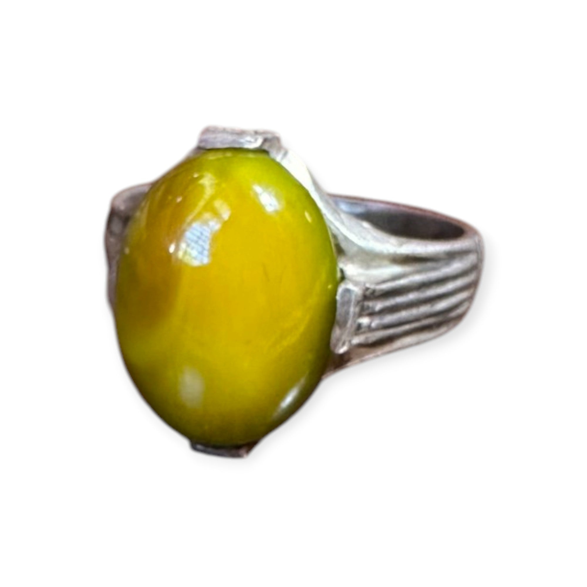 Mens Silver Ring - Cat's Eye Apatite (Size X)