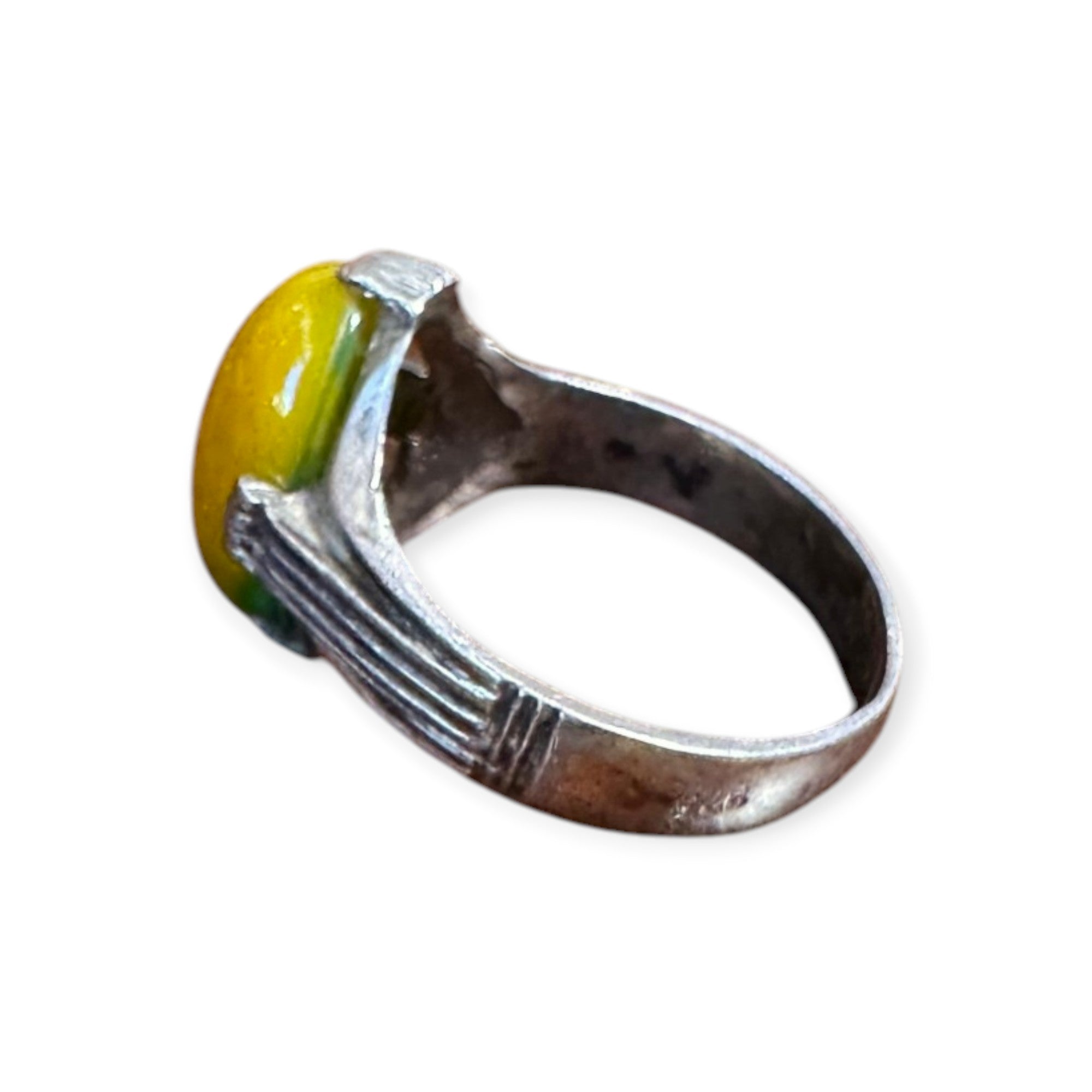 Mens Silver Ring - Cat's Eye Apatite (Size X)
