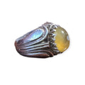 Mens Silver Ring - Yellow Agate (Size S)