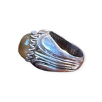 Mens Silver Ring - Yellow Agate (Size S)