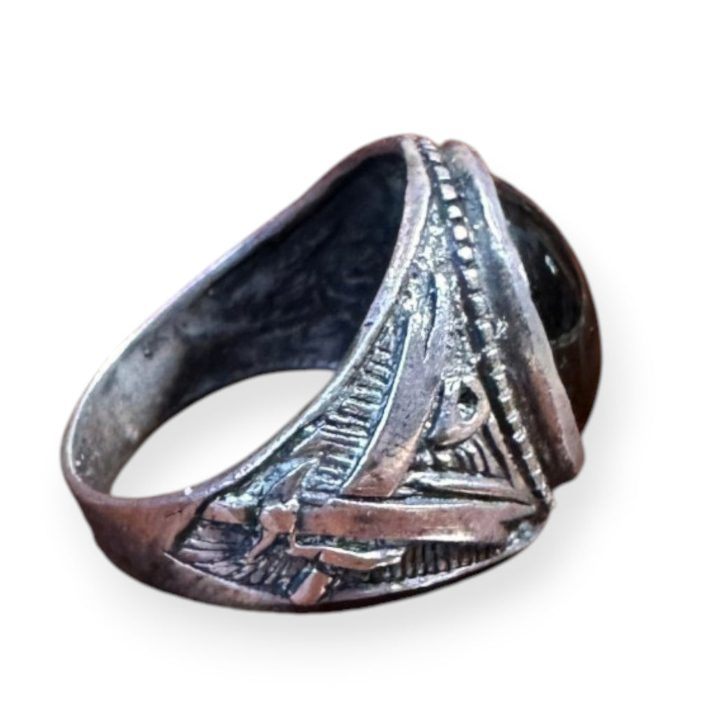 Mens Silver Ring - Black Onyx (Size X 1/2 )