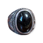 Mens Silver Ring - Black Onyx (Size X 1/2 )