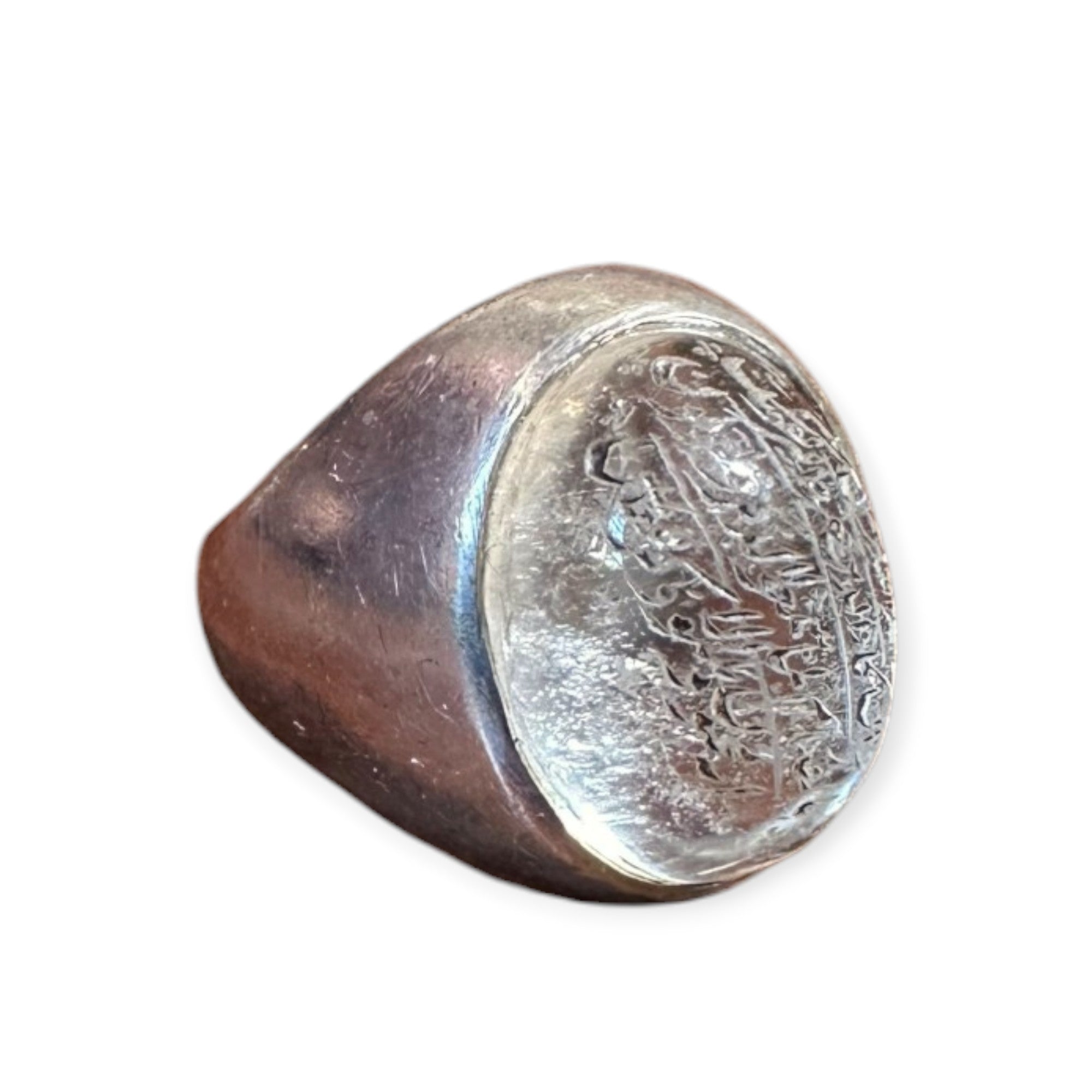 Mens Silver Ring - Engraved Clear Quartz (Size U 1/2)