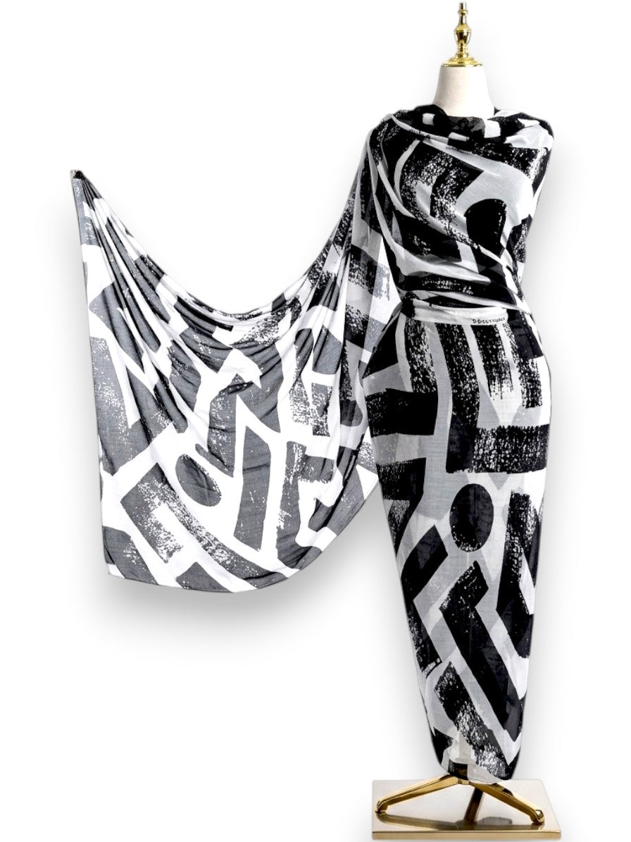 Voile Toub - Monochrome Abstract Brushstrokes