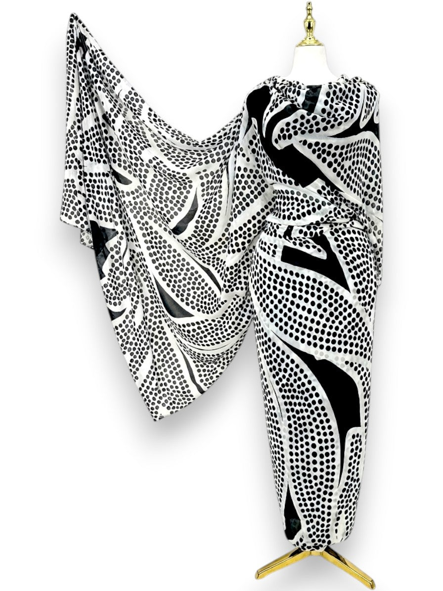 Voile Toub - Black Cut-Out Leaves