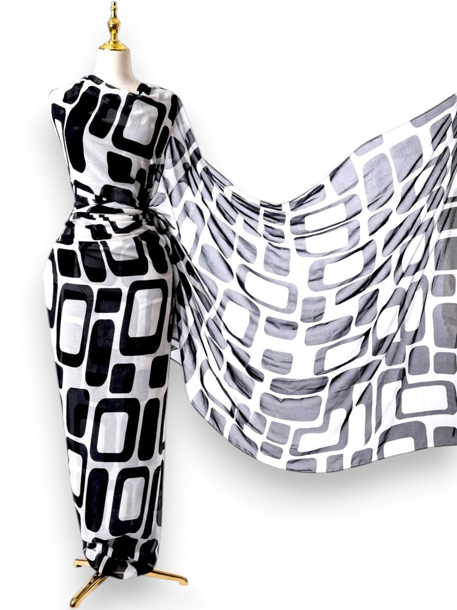 Voile Toub - Monochrome Geometric Blocks