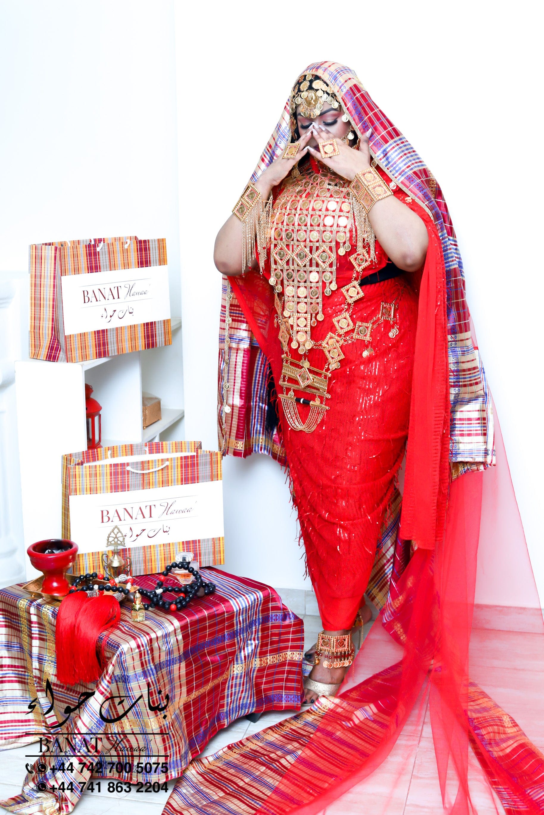 Rental - Gedla with Coin Accessories with Red Crystal Detailing