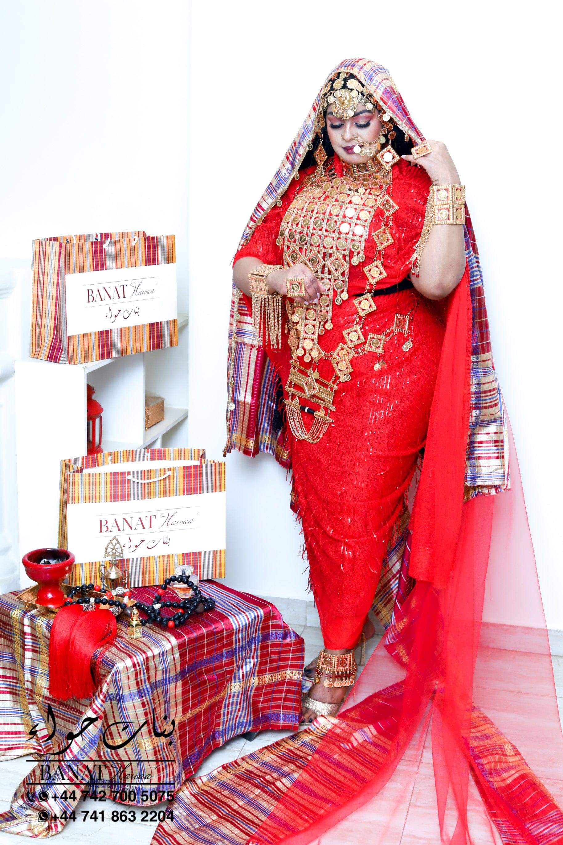 Rental - Gedla with Coin Accessories with Red Crystal Detailing