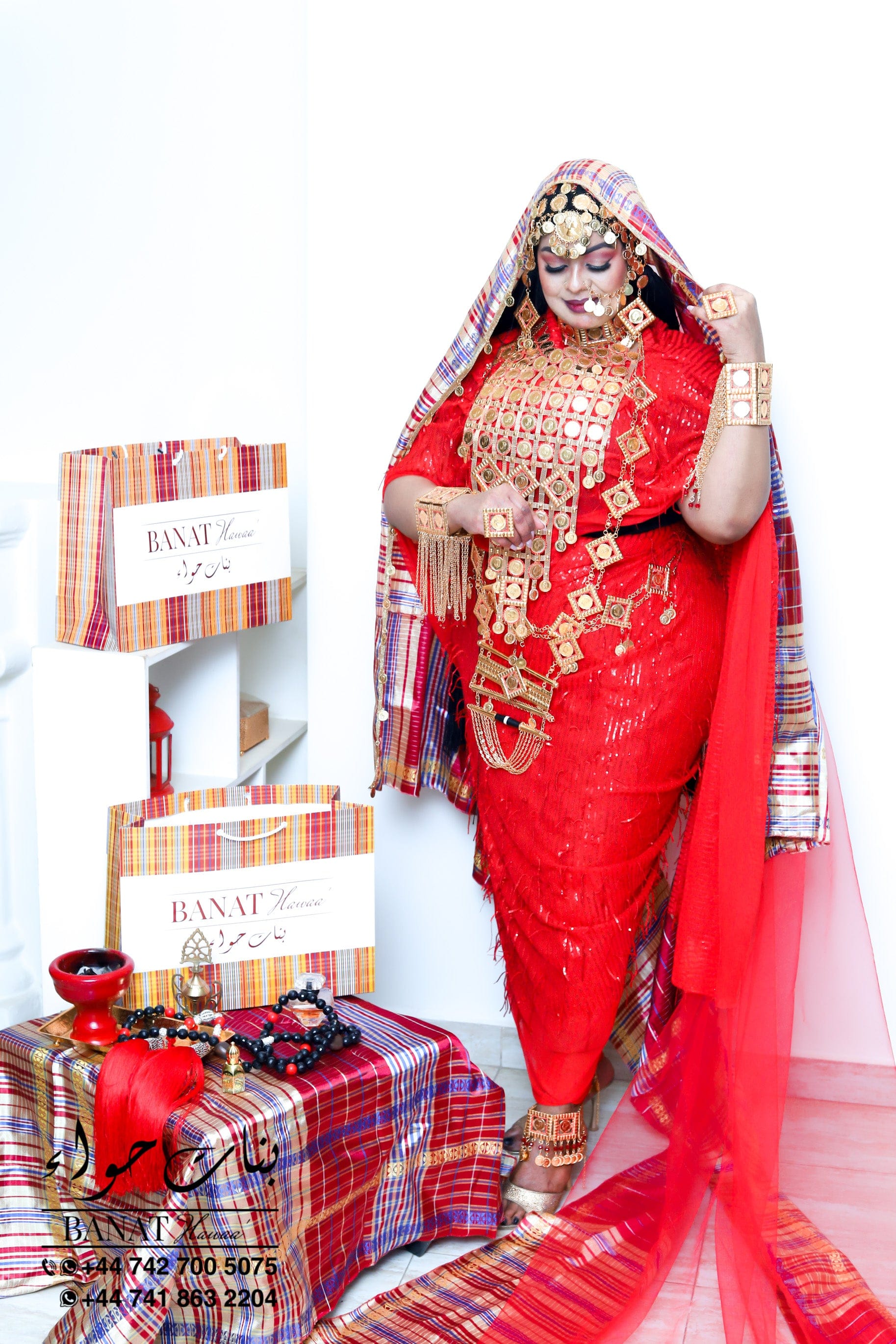 Rental - Gedla with Coin Accessories with Red Crystal Detailing