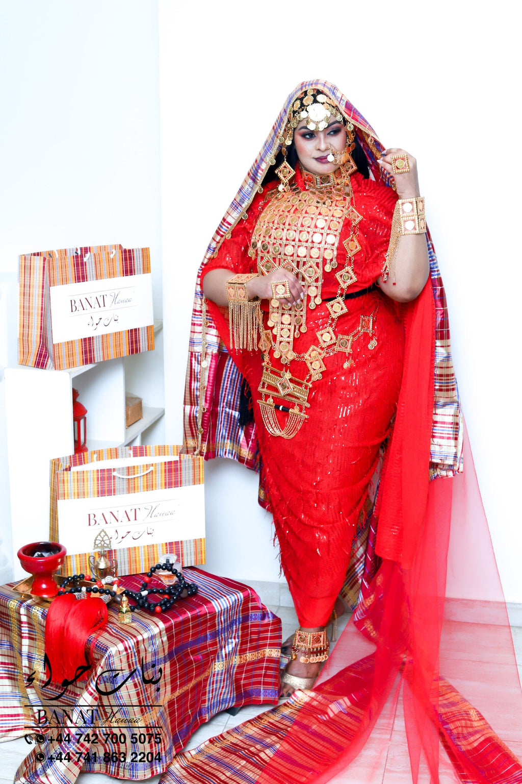 Rental - Gedla with Coin Accessories with Red Crystal Detailing
