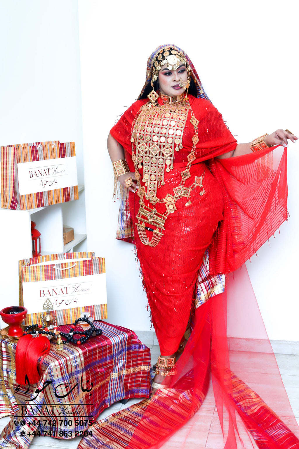 Rental - Gedla with Coin Accessories with Red Crystal Detailing