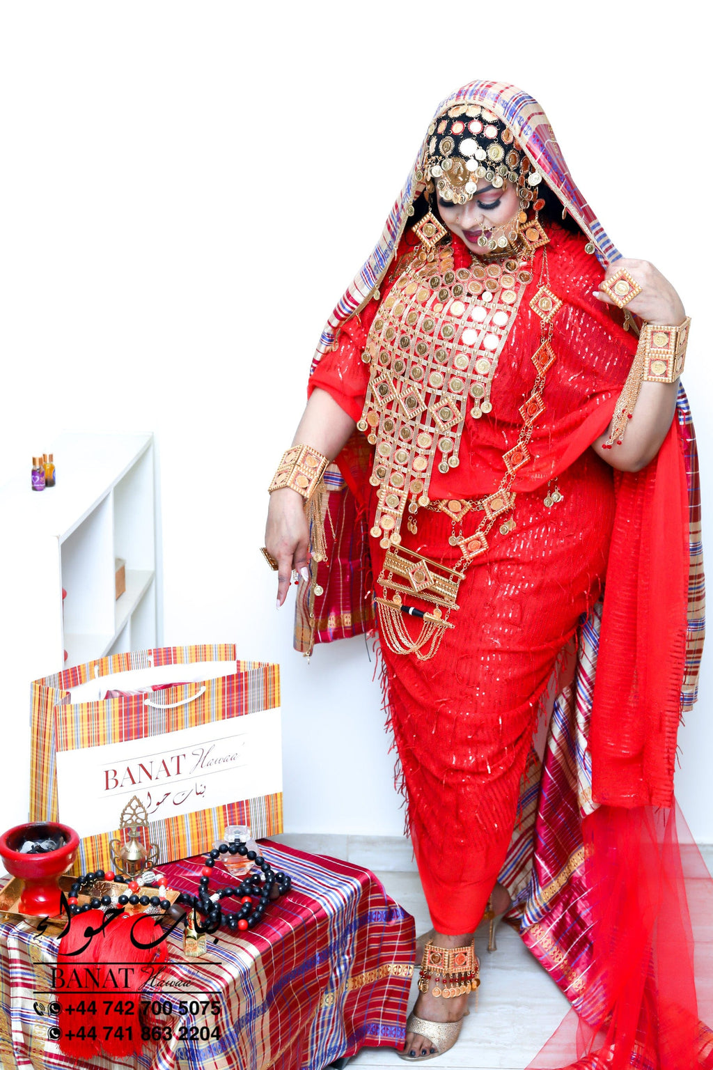 Rental - Gedla with Coin Accessories with Red Crystal Detailing