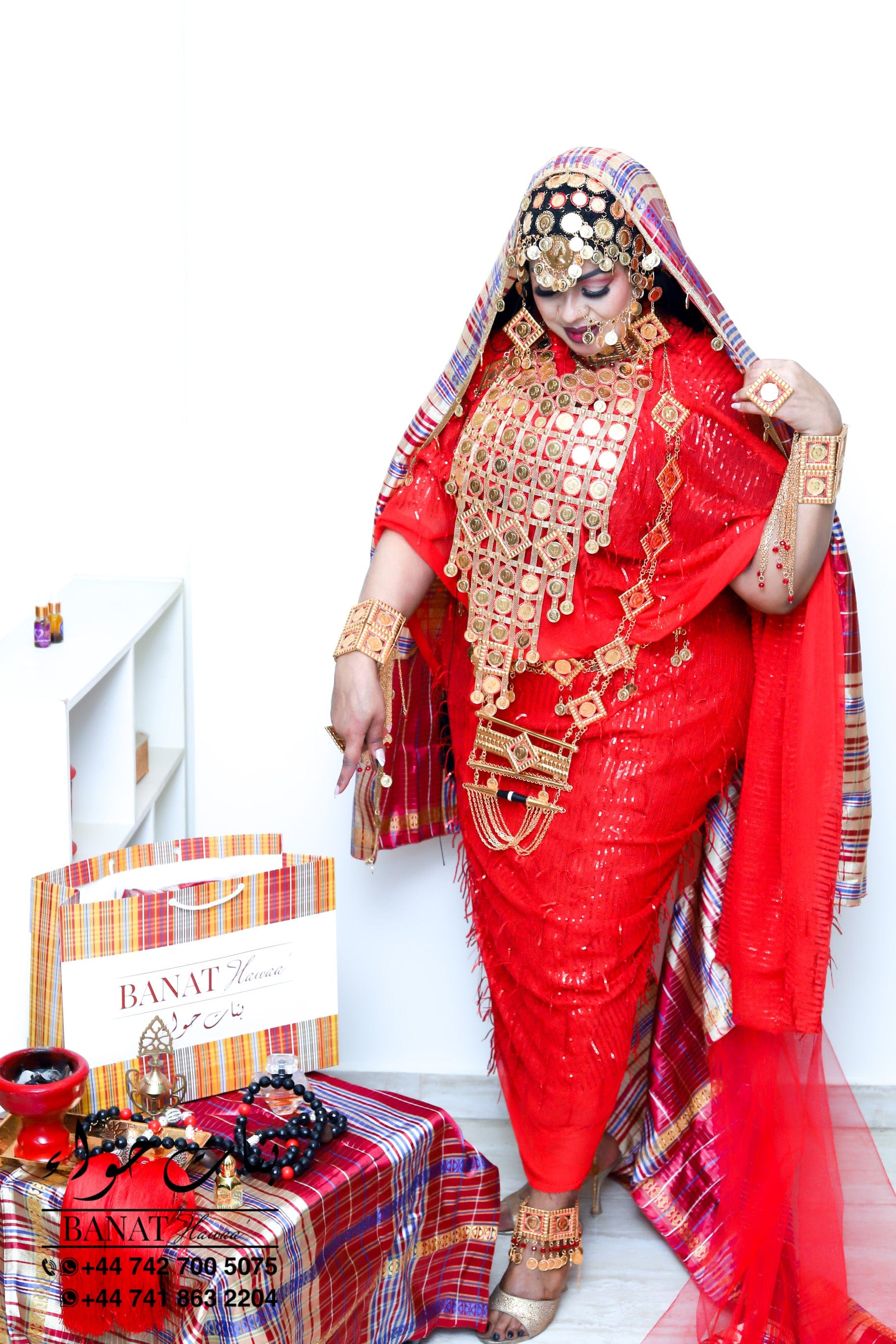 Rental - Gedla with Coin Accessories with Red Crystal Detailing