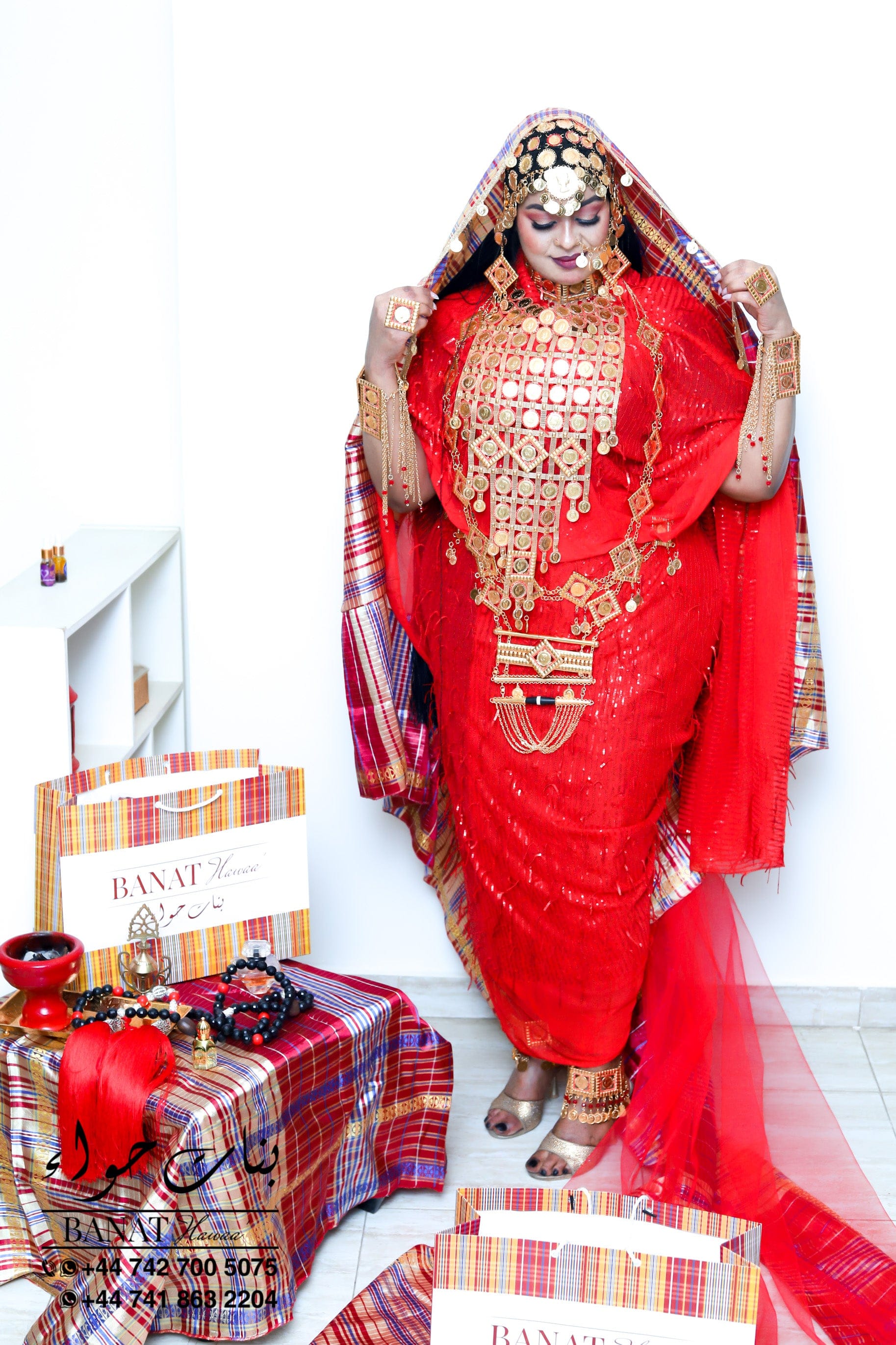 Rental - Gedla with Coin Accessories with Red Crystal Detailing