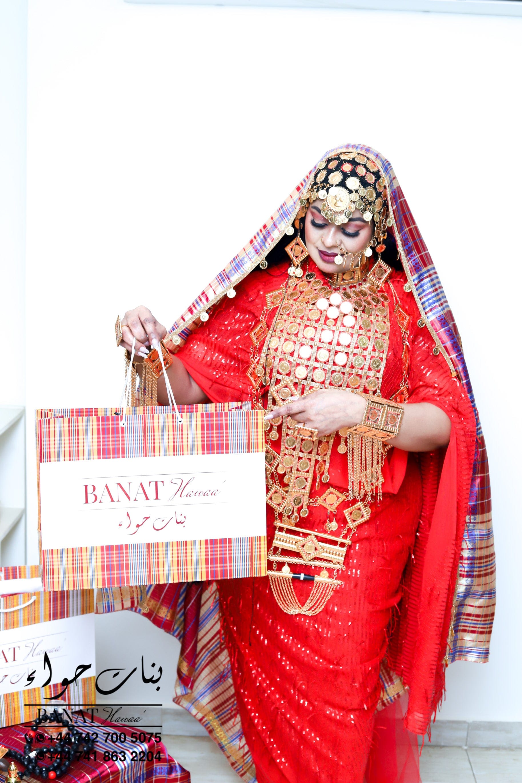 Rental - Gedla with Coin Accessories with Red Crystal Detailing