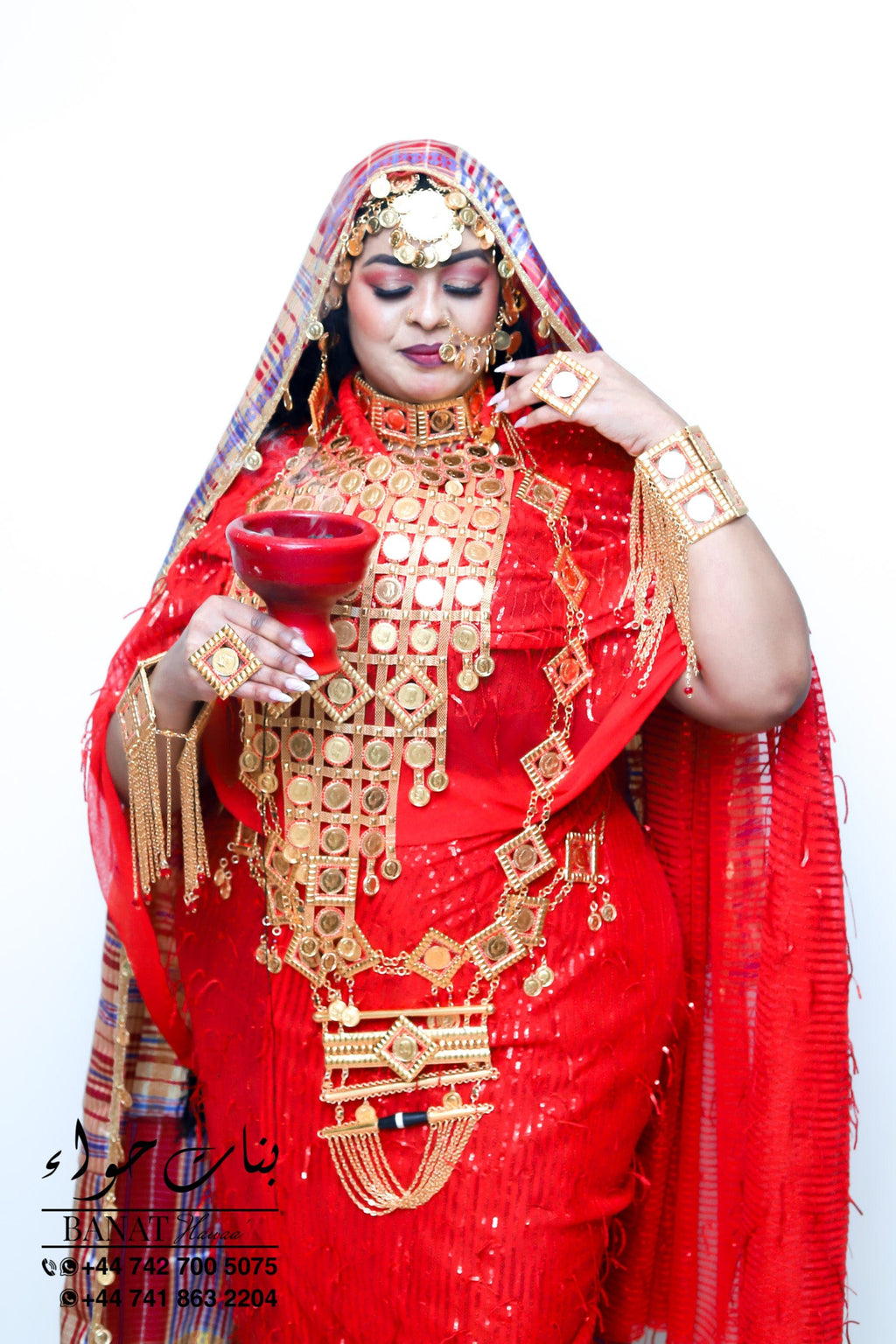 Rental - Gedla with Coin Accessories with Red Crystal Detailing