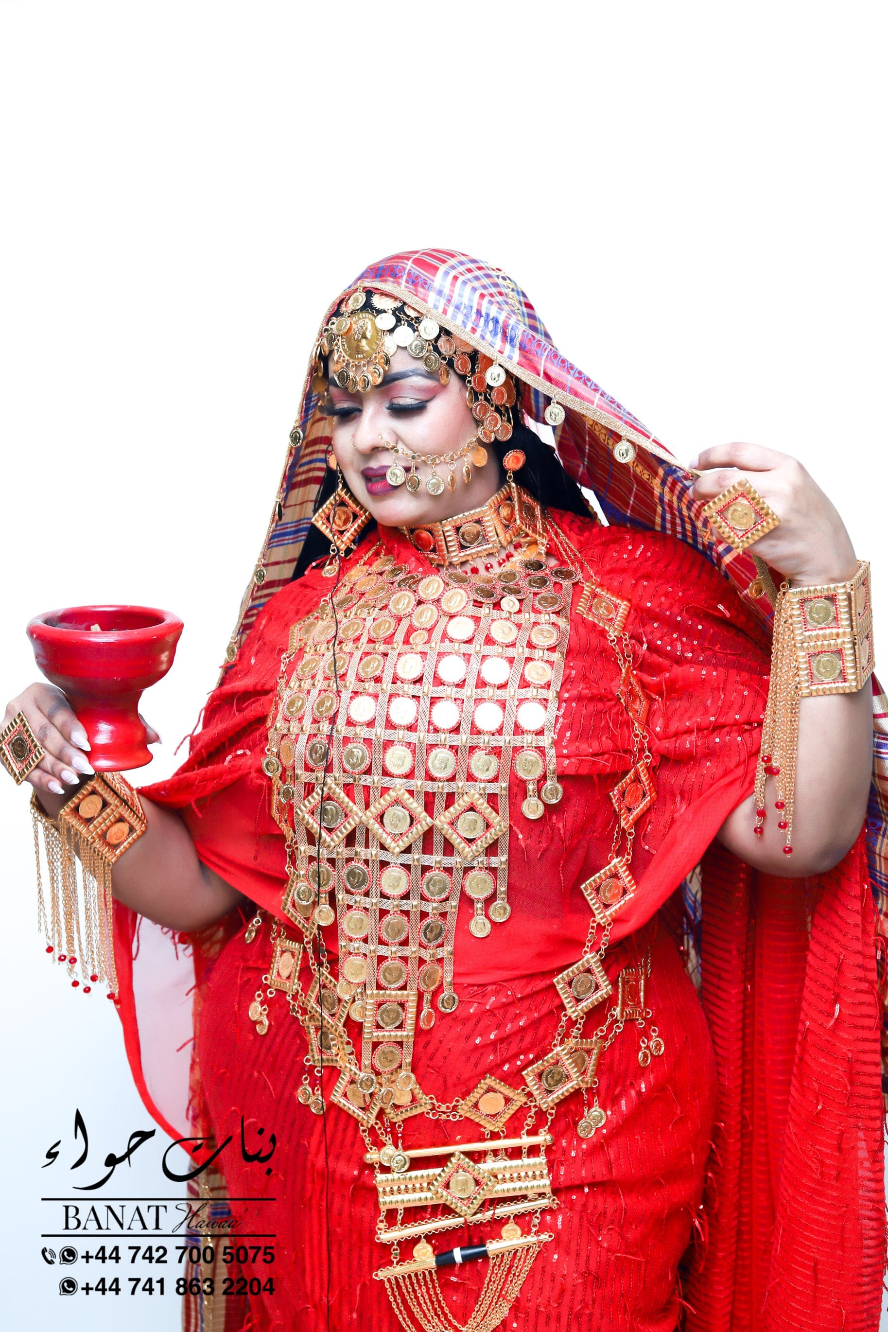 Rental - Gedla with Coin Accessories with Red Crystal Detailing