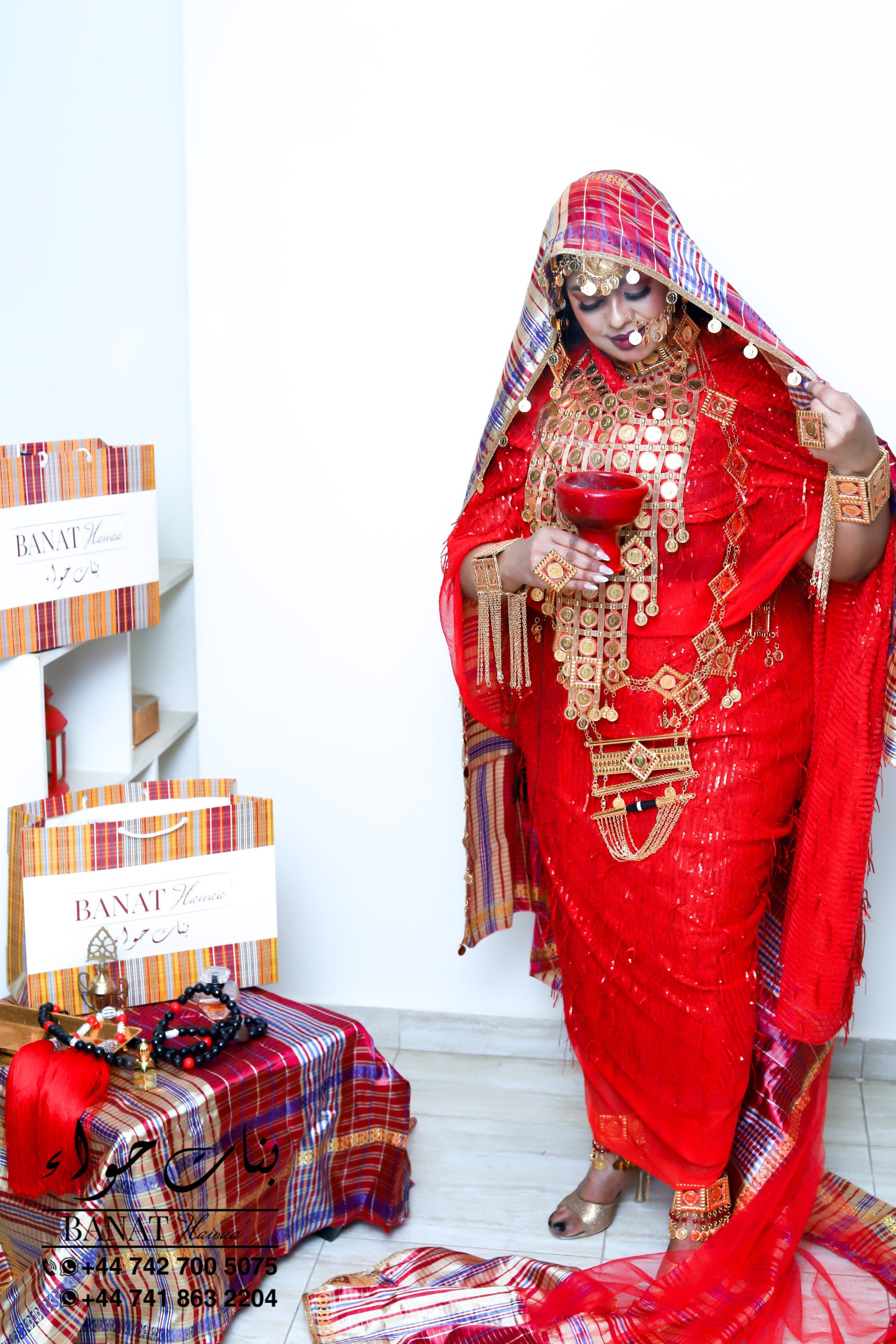 Rental - Gedla with Coin Accessories with Red Crystal Detailing