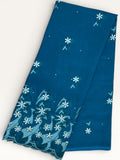 Embroidered Swiss Cotton Toub - Teal Blossom Embroidered Swiss Cotton Toub