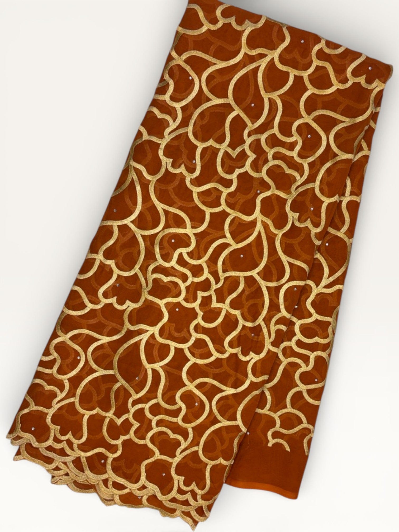 Embroidered Swiss Cotton Toub - Amber Interlace Gold Toub