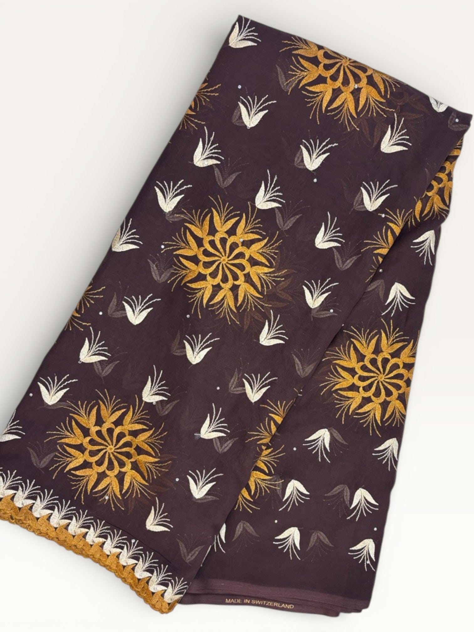 Embroidered Swiss Cotton Toub - Plum Vine Embroidered Toub