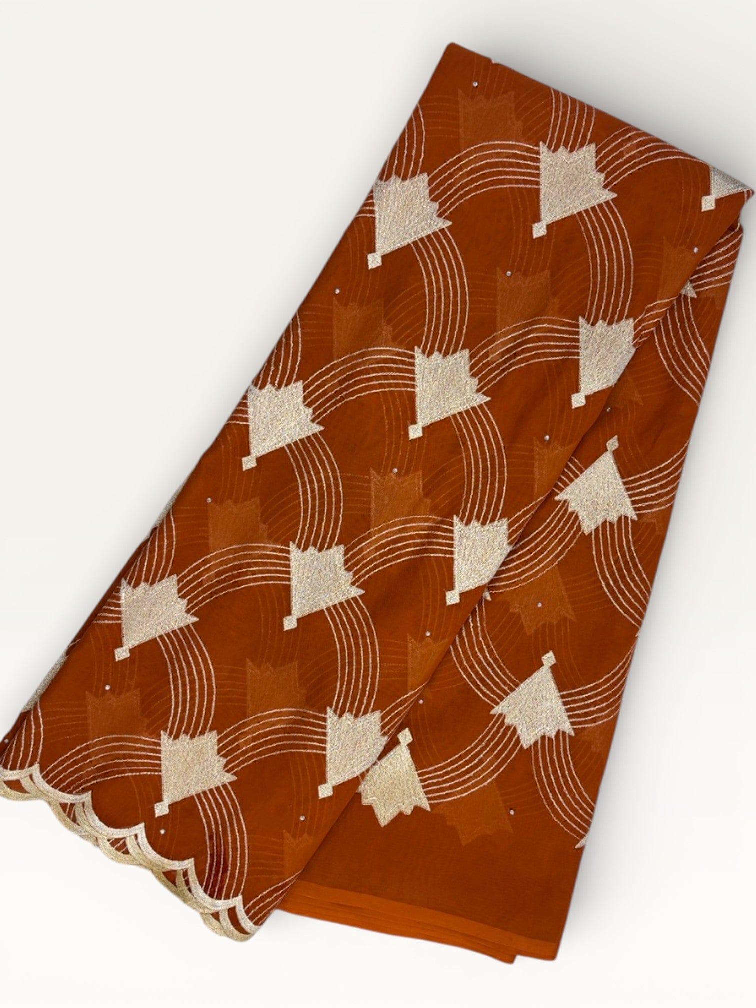 Embroidered Swiss Cotton Toub - Copper Geometric Arc Toub