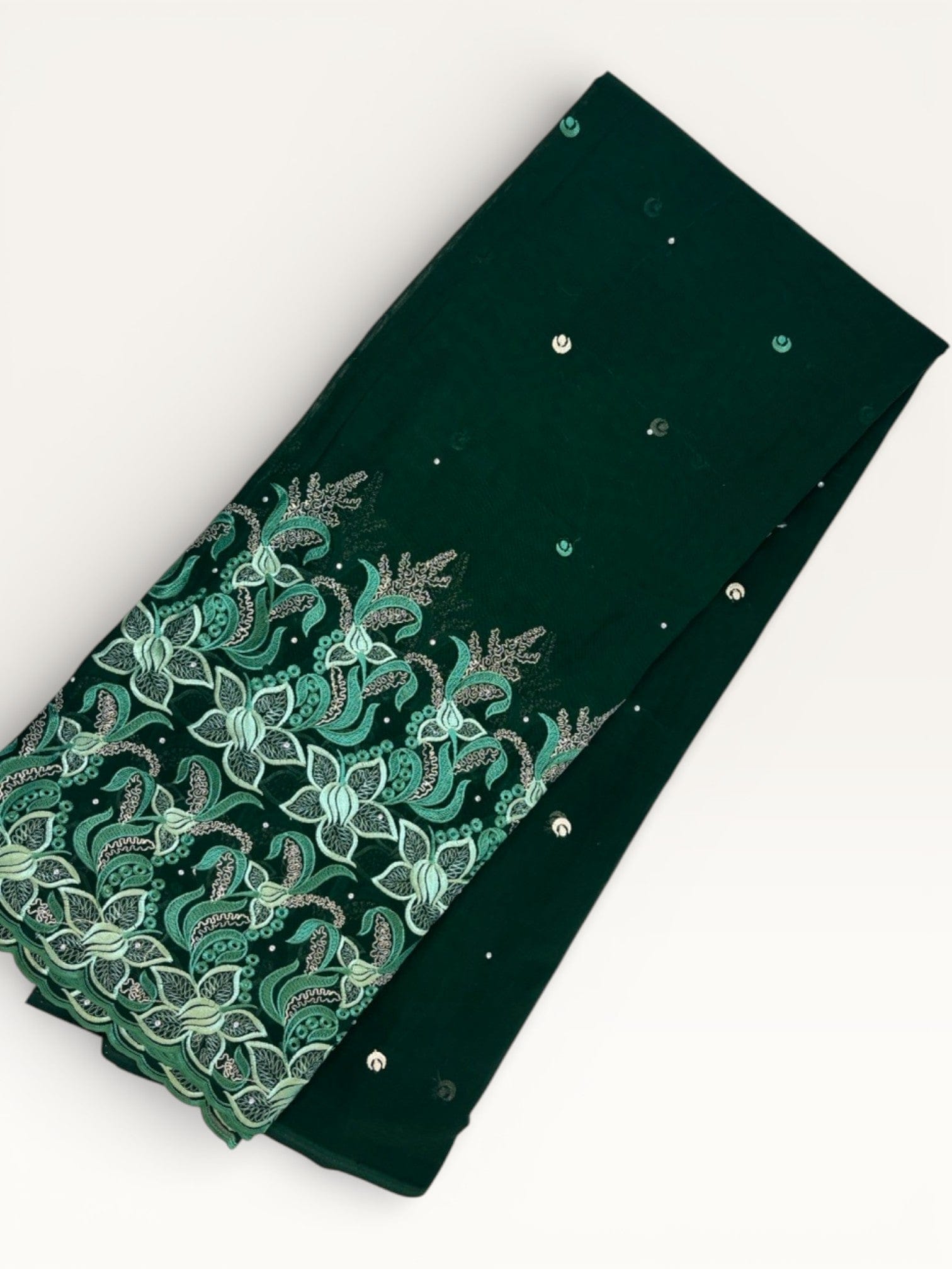 Embroidered Swiss Cotton Toub - Deep Forest Floral Lace Toub