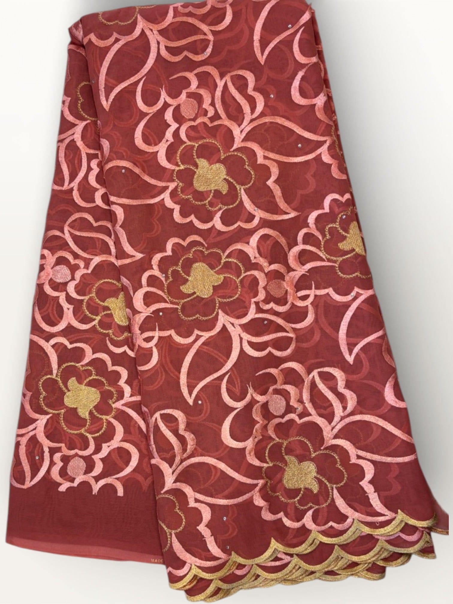 Embroidered Swiss Cotton Toub - Plum Floral Medallion Toub