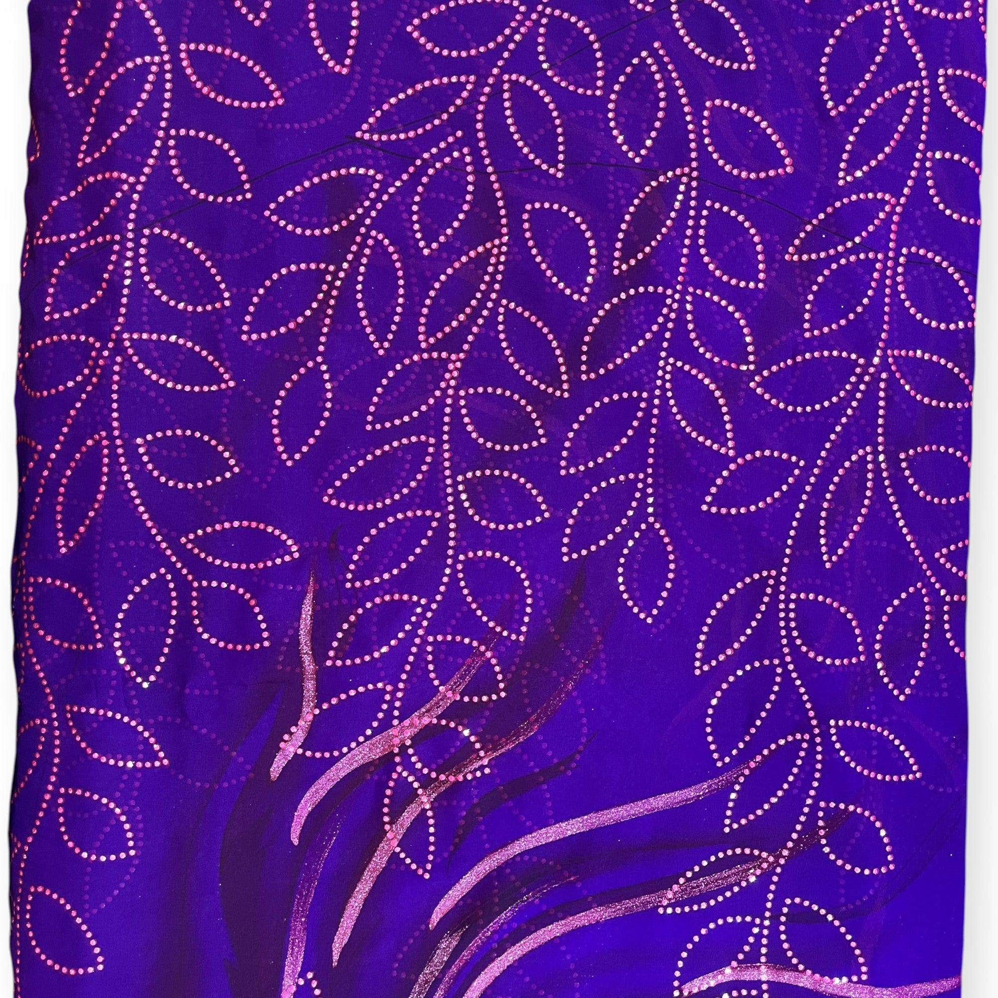Silk Toub - Purple with Pink Leaves