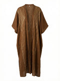 Asiya Cotton Kimono Robe - Open Style (Caramel with Gold Detailing)