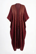 Asiya Cotton Kimono Robe - Open Style (Wine Red with Rose Gold Detailing)