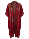 Asiya Cotton Kimono Robe - Open Style (Cherry Red with Black/Gold Detailing)