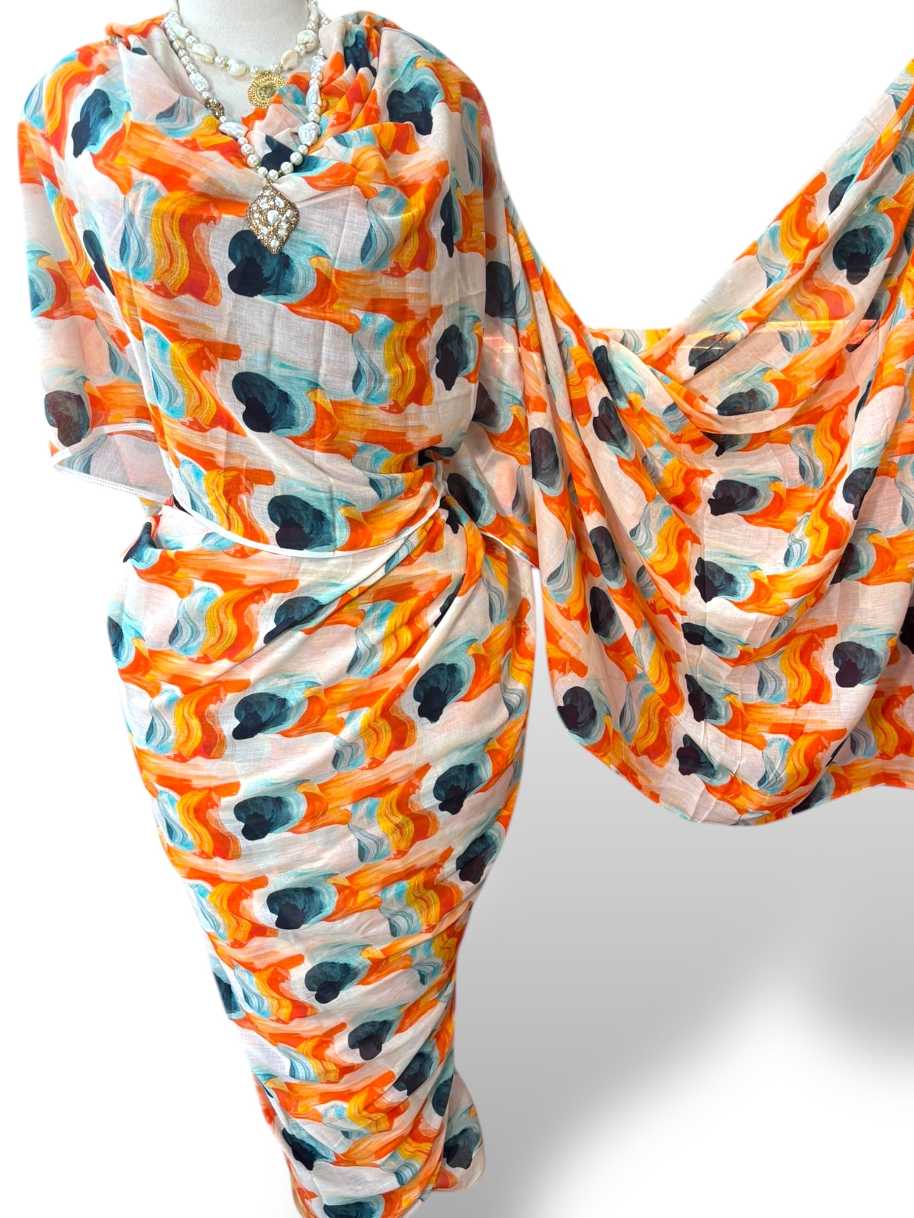 Cotton Blend Toub - Coral Patchwork