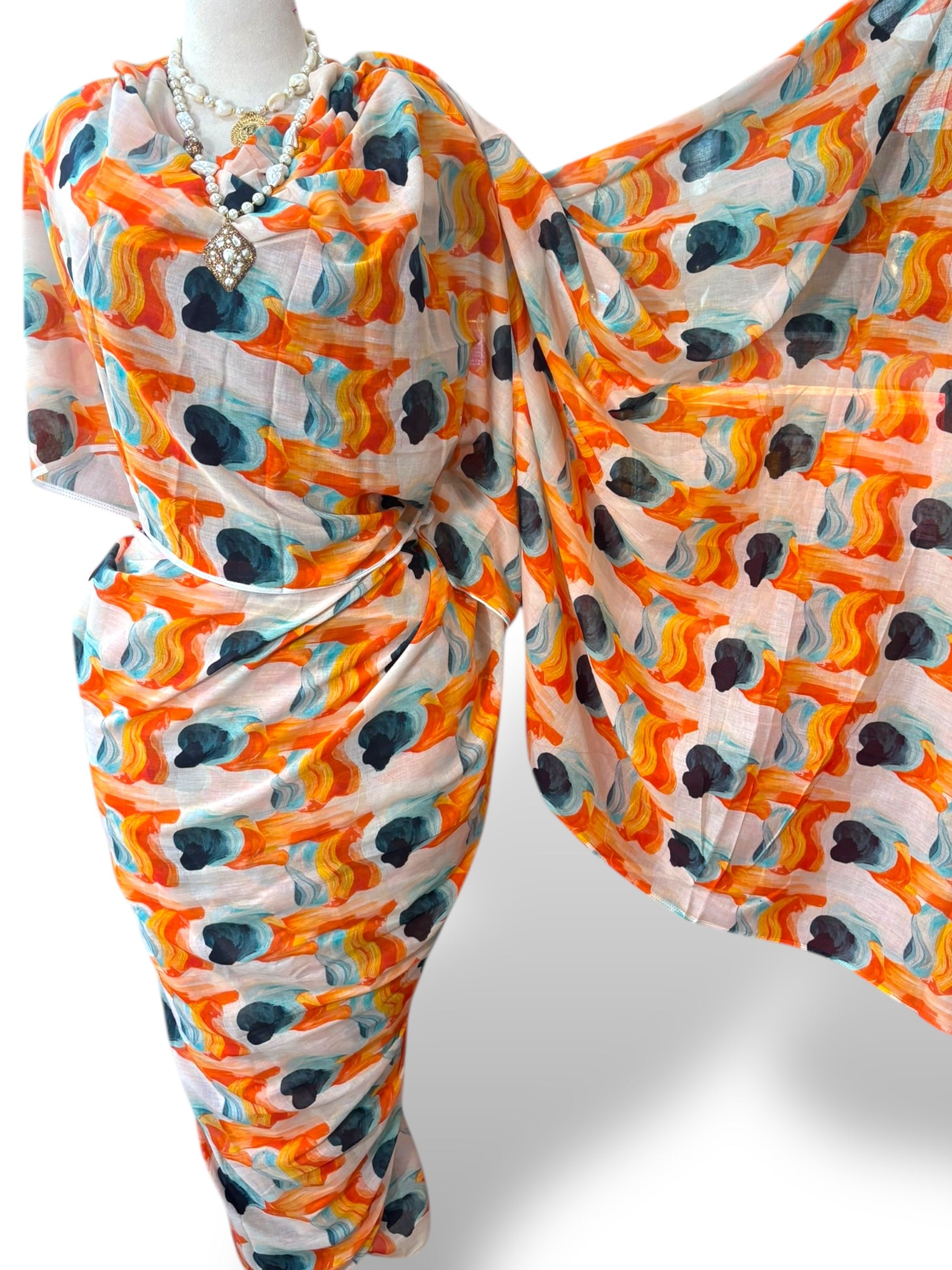 Cotton Blend Toub - Coral Patchwork