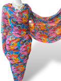 Gold Thread Georgette Chiffon Toub - Vivid Floral