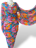 Gold Thread Georgette Chiffon Toub - Vivid Floral