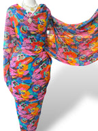Gold Thread Georgette Chiffon Toub - Vivid Floral