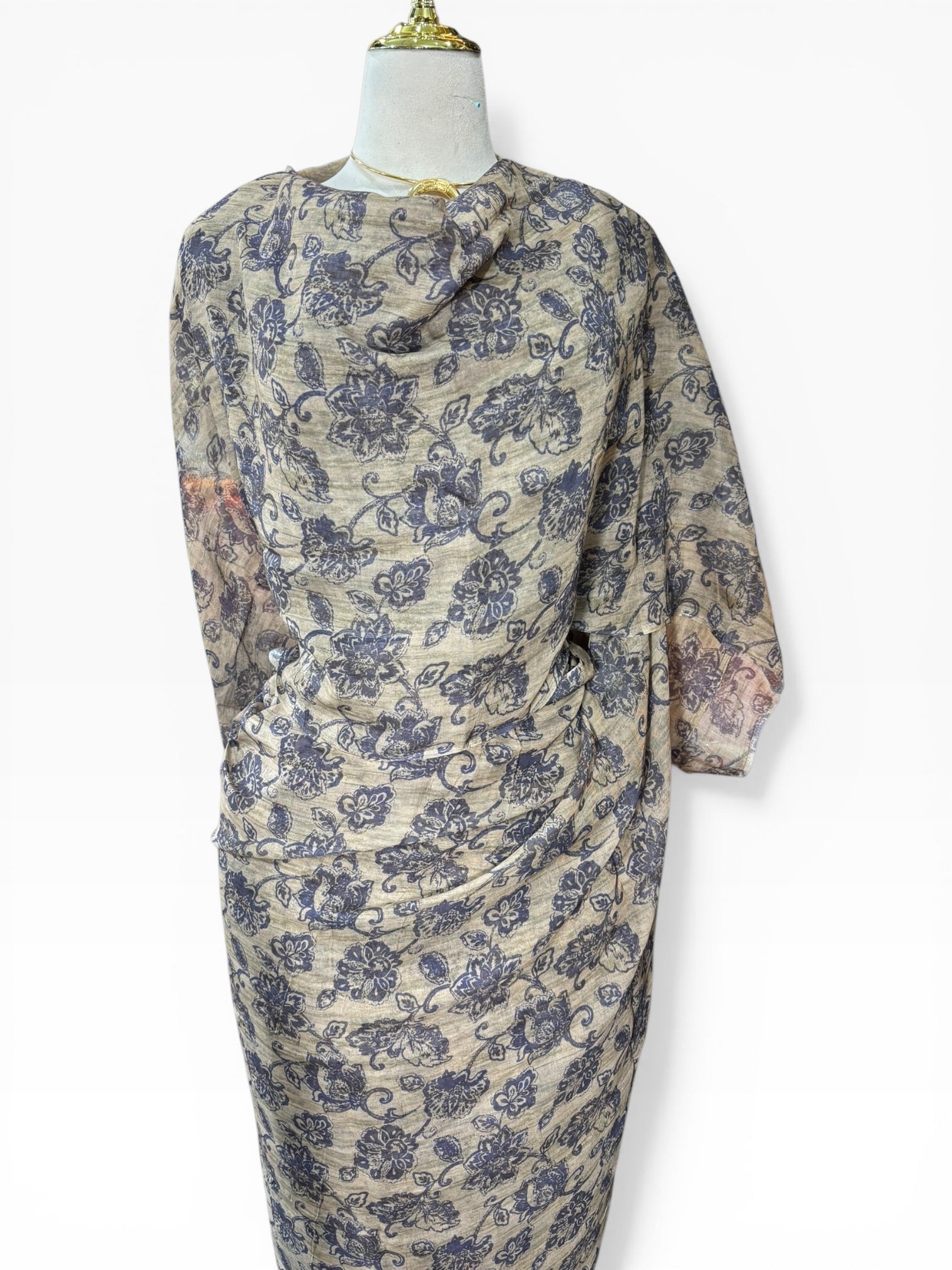 Cotton Blend Toub - Hazel Navy Floral