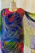 Crystal French Hand-Dyed Chiffon - Blue/Pink/Green