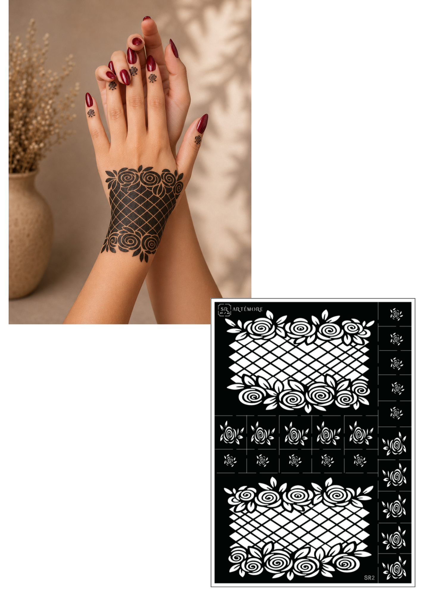 Henna Stickers - Glove Roses (SR2)