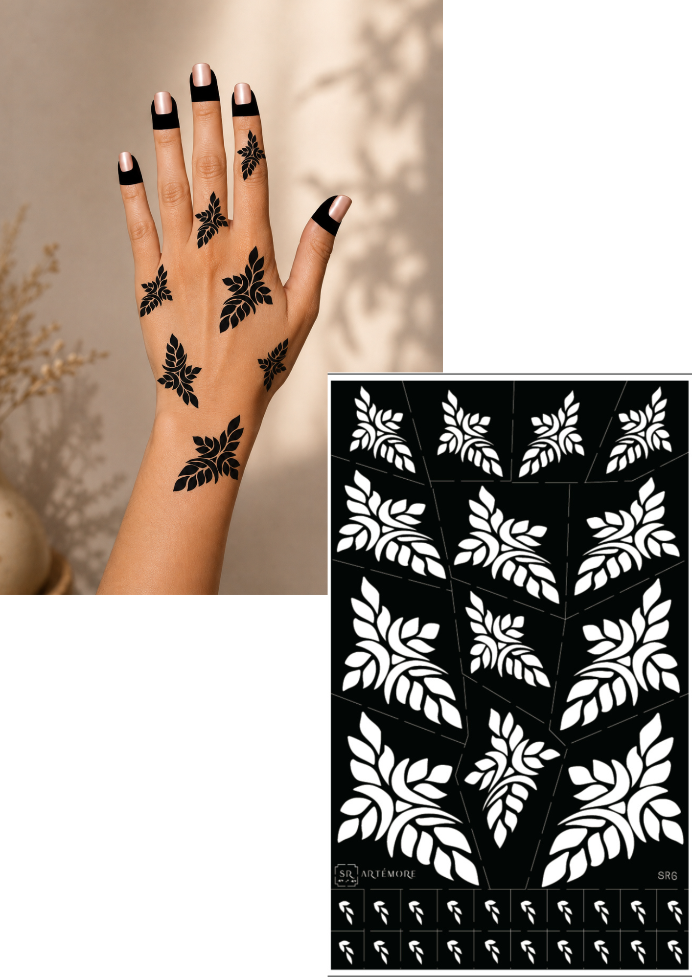 Henna Stickers - Leaf inspired motif (SR6)