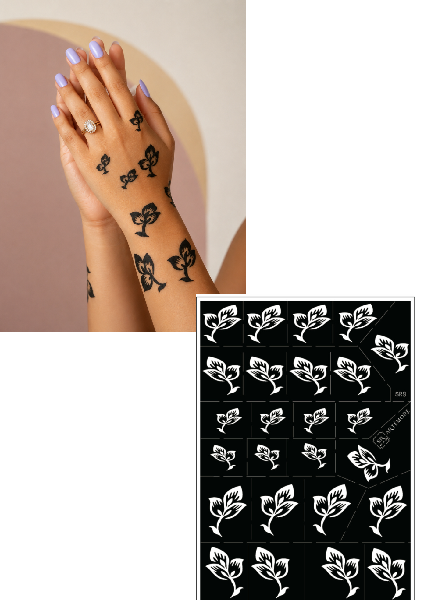 Henna Stickers - Minimal Florals (SR9)